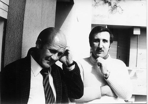 Antonino e Stefano Saetta insieme in una fotografia in bianco e nero